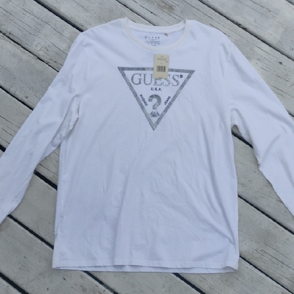 Guess White Long Sleeve Tees for Effortless Style